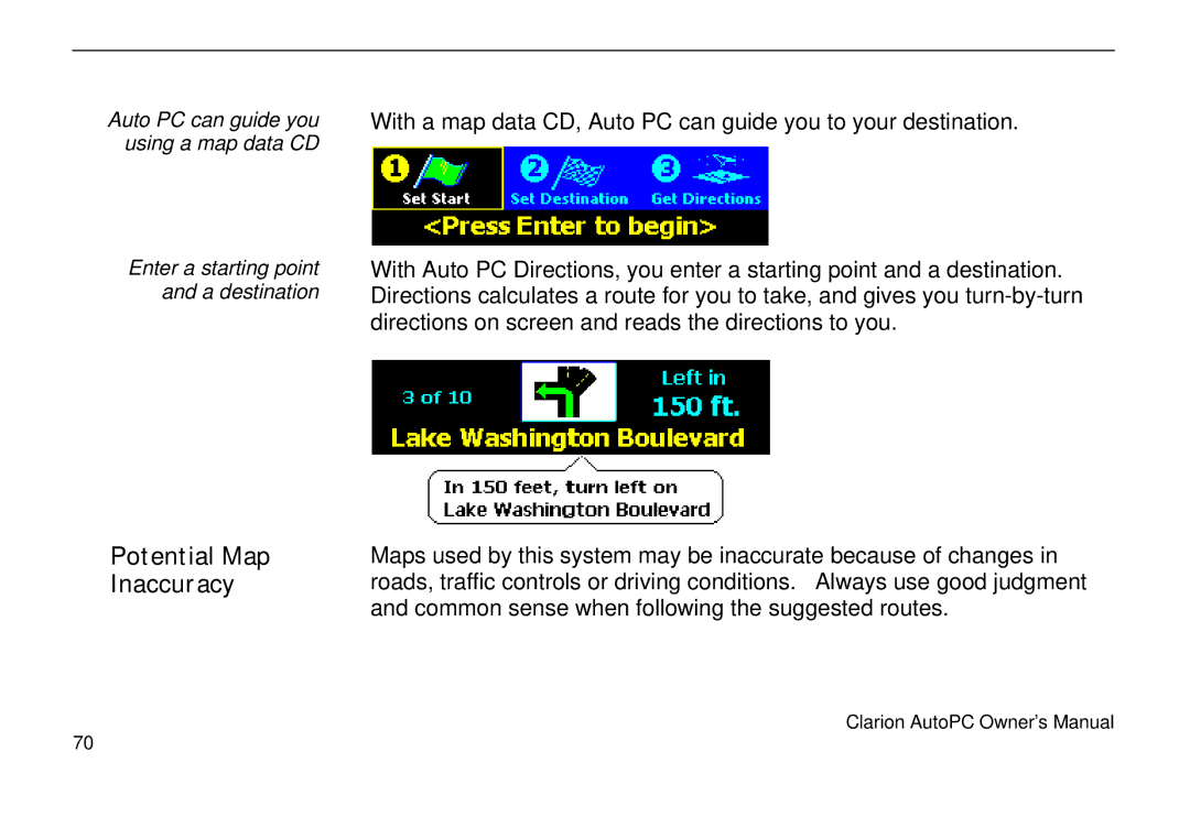 Clarion 310C owner manual Potential Map Inaccuracy 