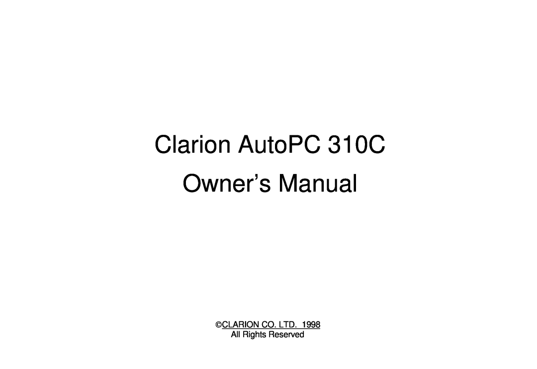 Clarion owner manual Clarion AutoPC 310C 