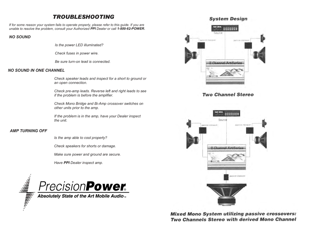 Clarion A100.2, A600.2, A404.2, A300.2, A1200.2, A204.2, A200.2 owner manual Troubleshooting 