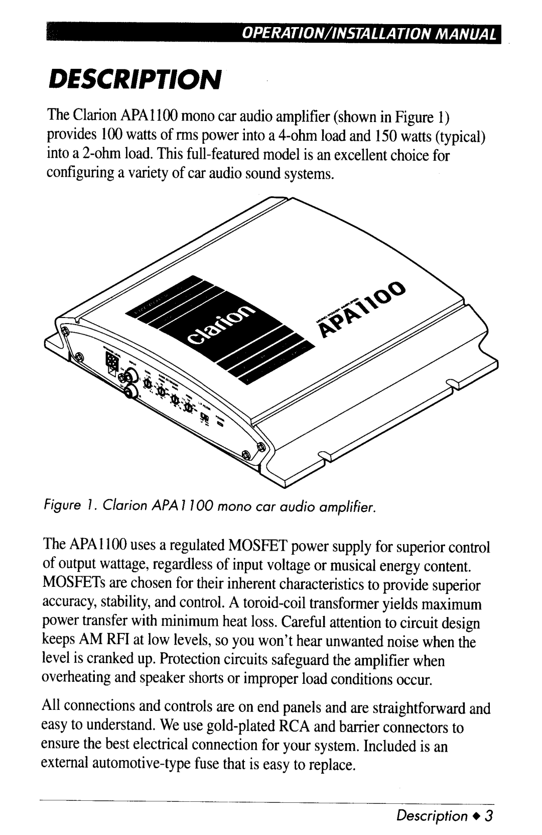 Clarion APA1100 manual 