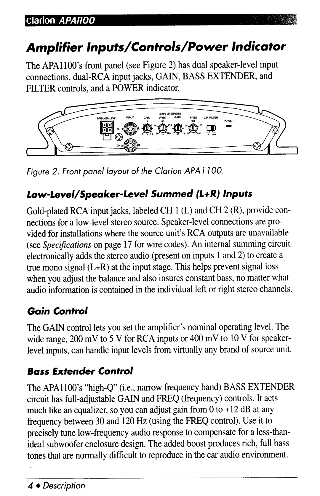 Clarion APA1100 manual 