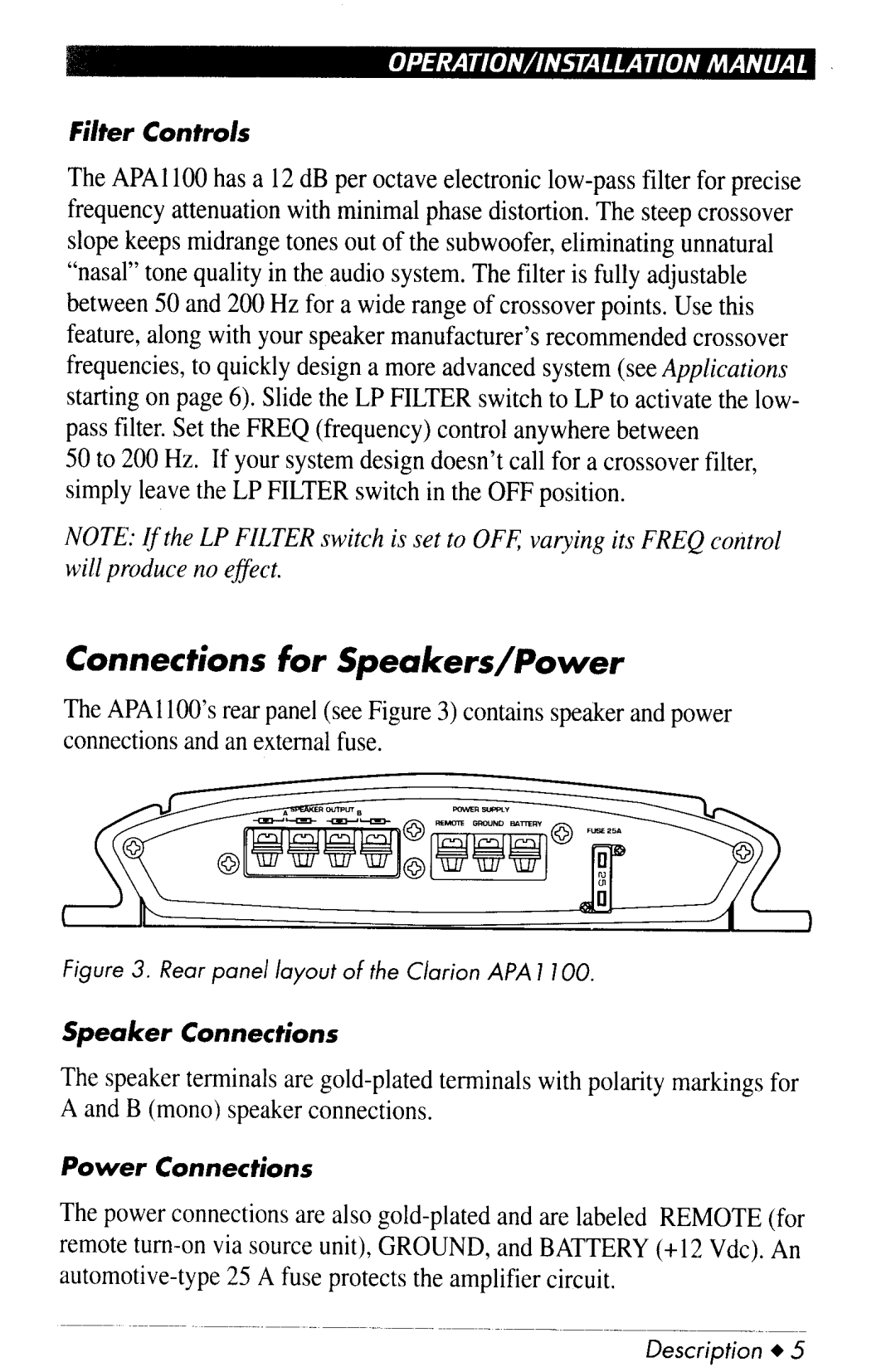 Clarion APA1100 manual 