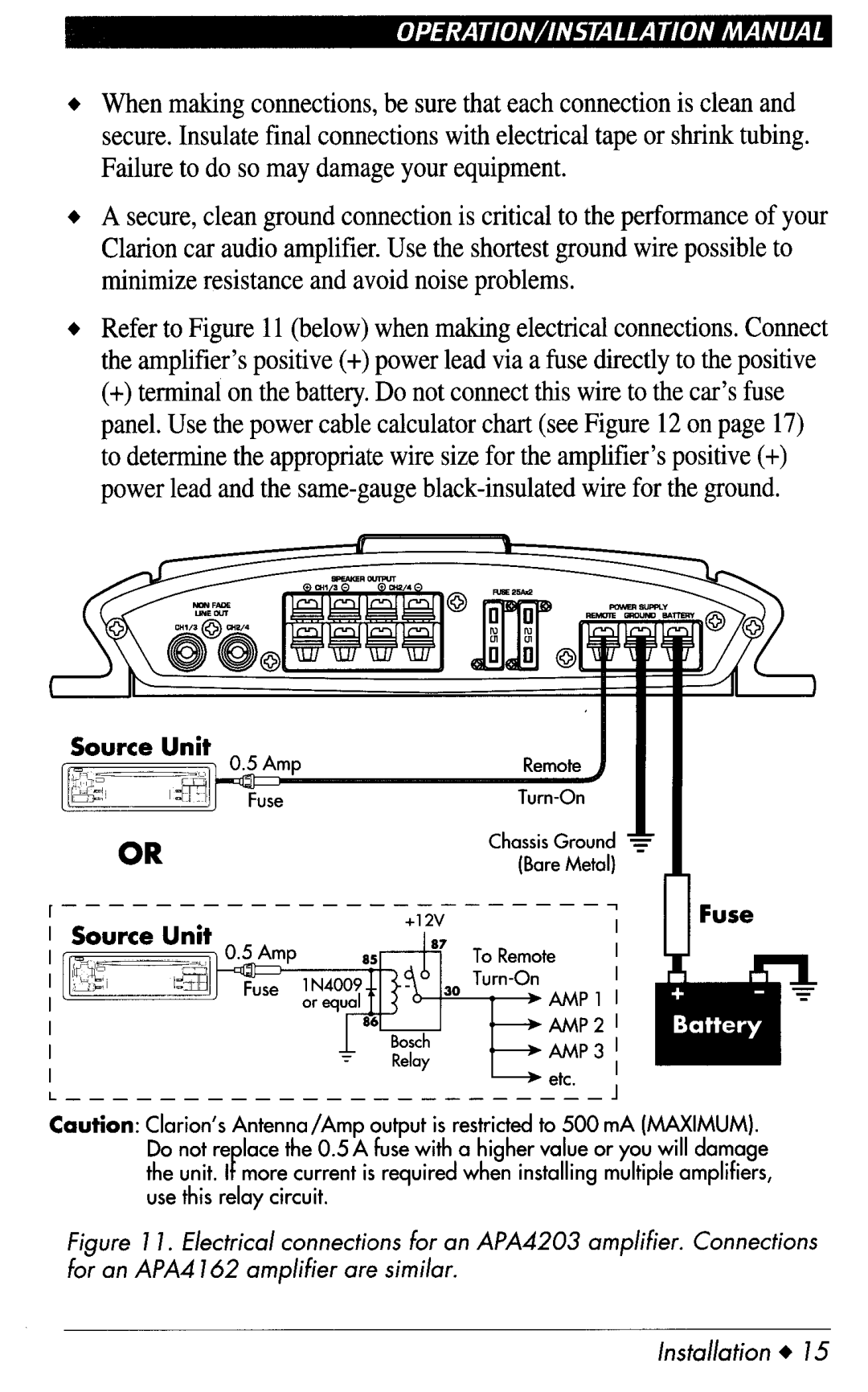 Clarion APA4203, apa4162 manual 