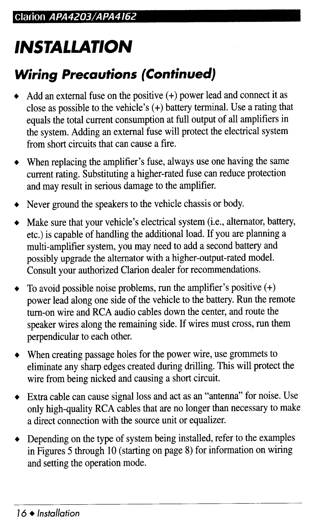 Clarion apa4162, APA4203 manual 