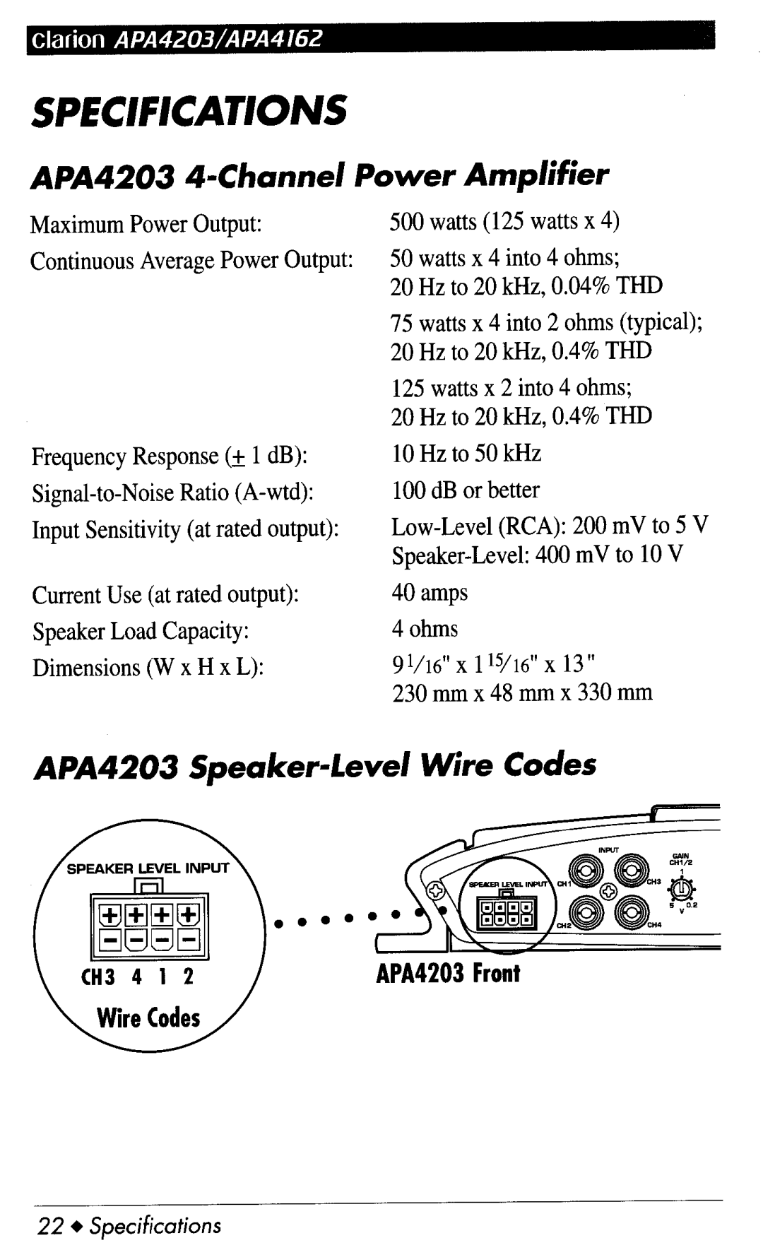 Clarion apa4162, APA4203 manual 