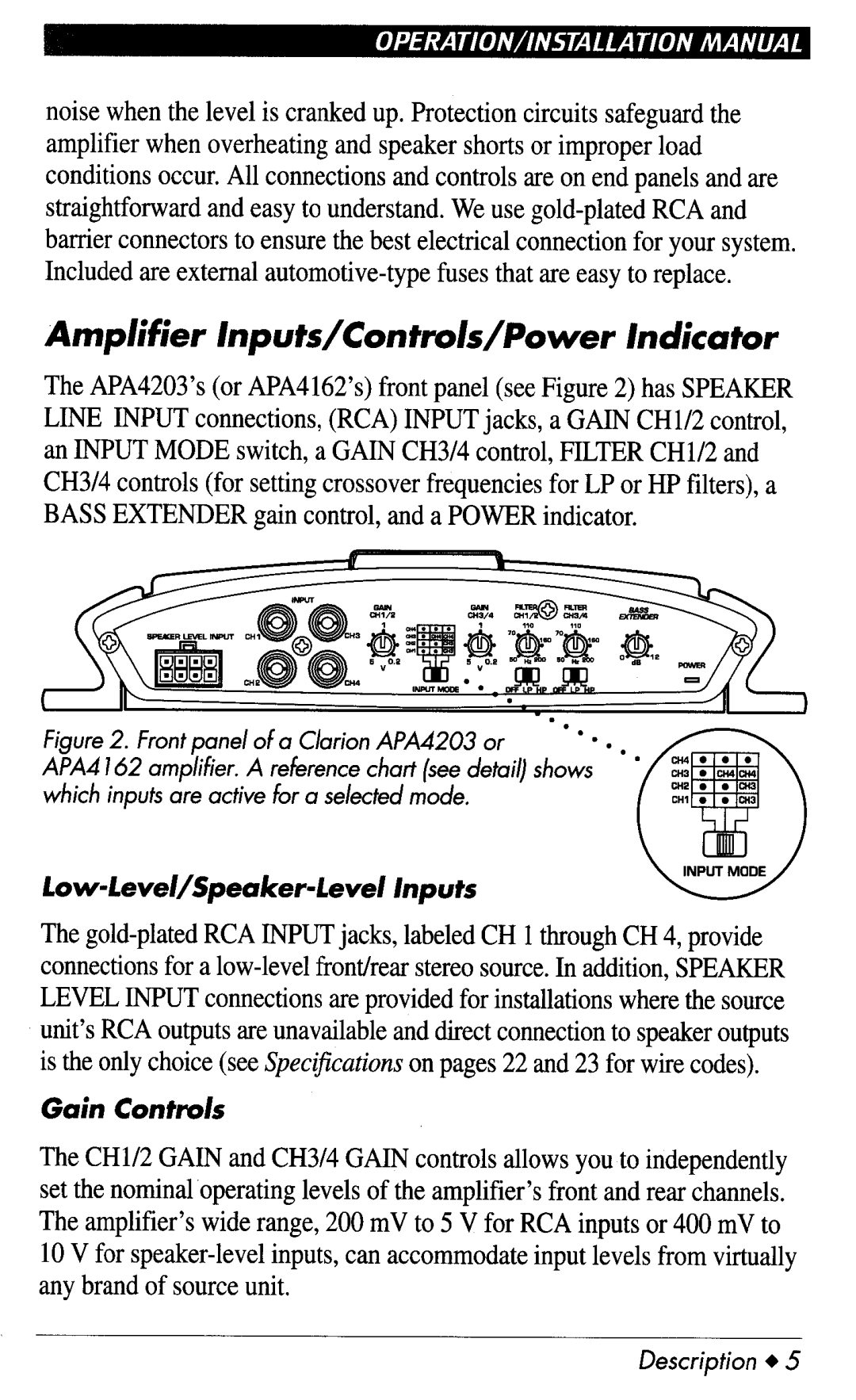 Clarion APA4203, apa4162 manual 