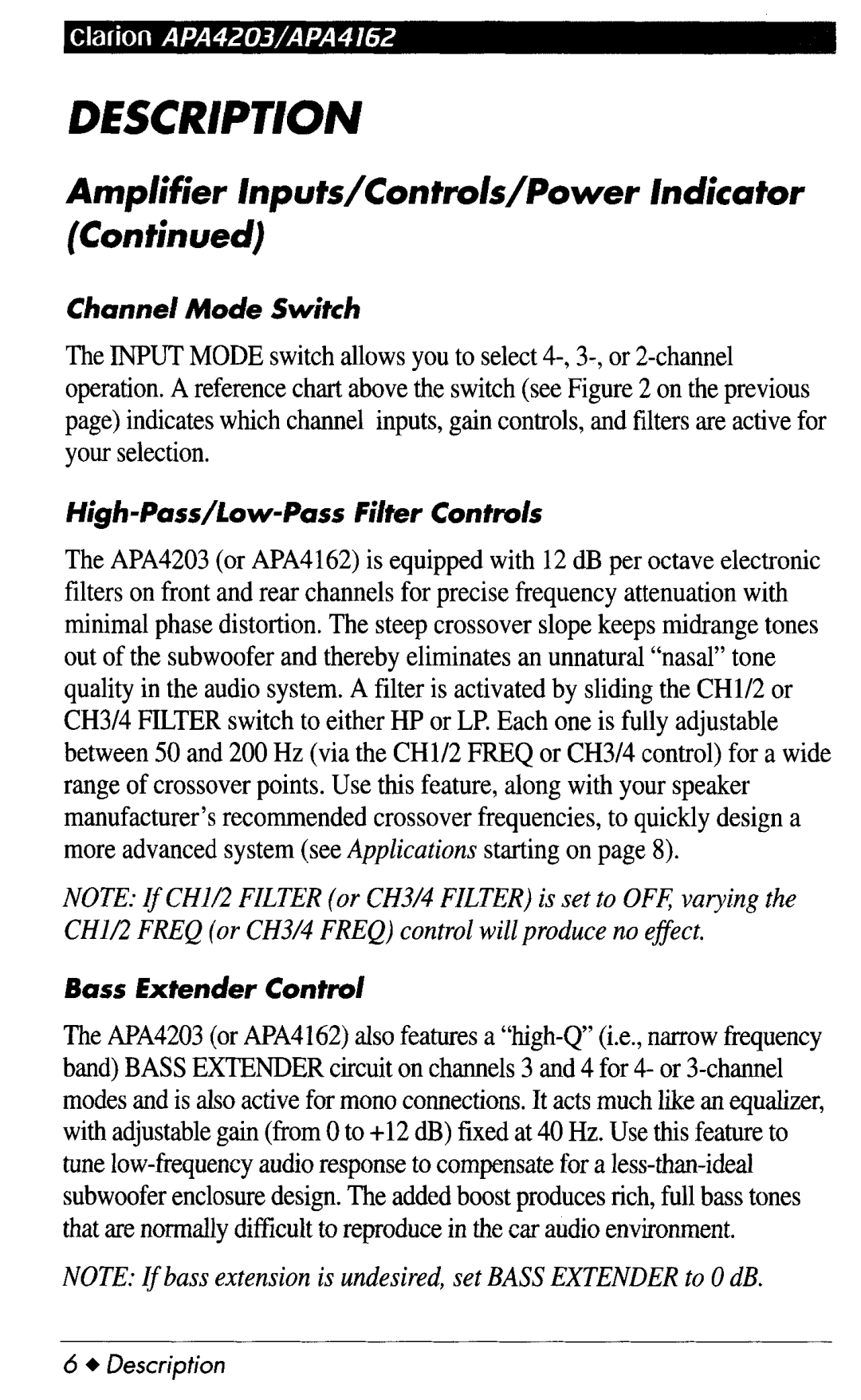 Clarion apa4162, APA4203 manual 