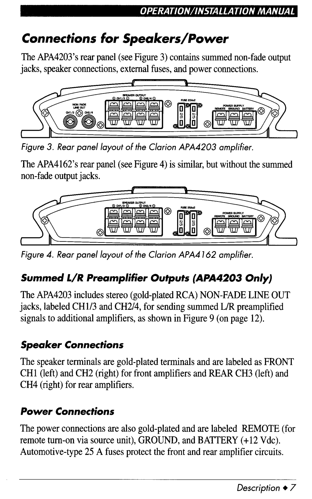 Clarion APA4203, apa4162 manual 