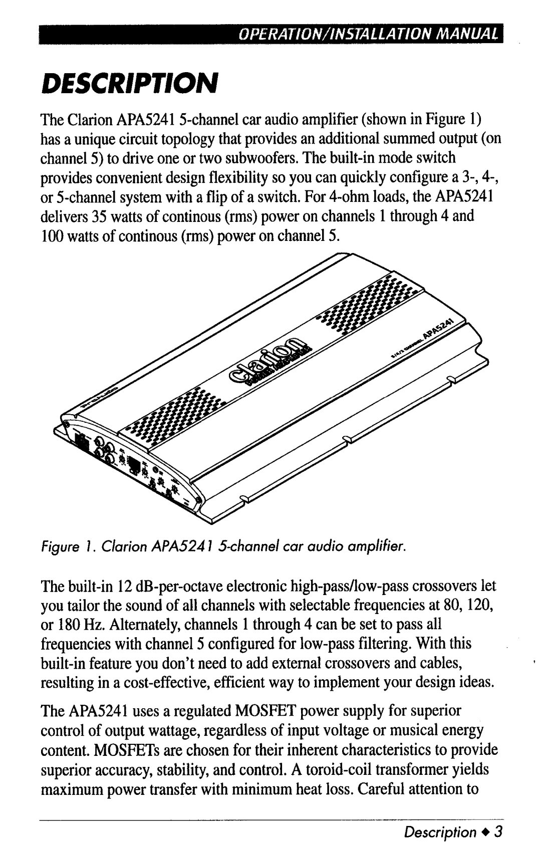 Clarion APA5241 manual 