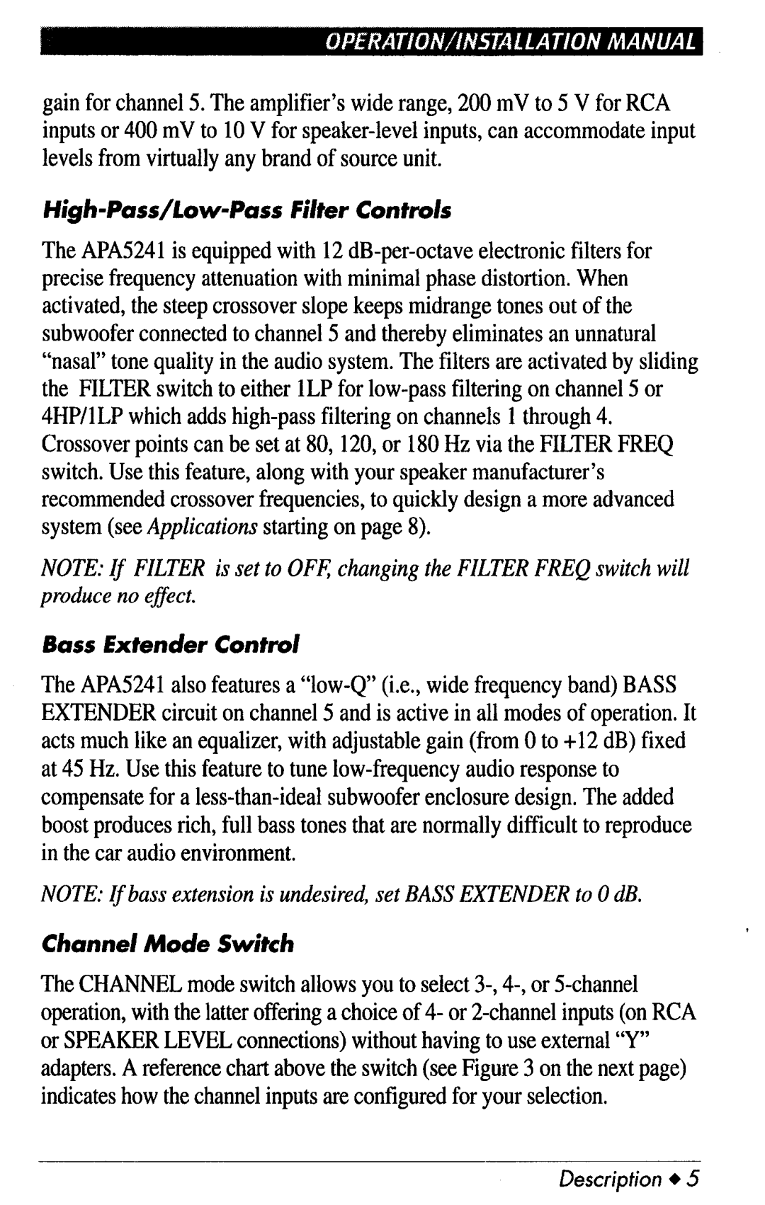 Clarion APA5241 manual 