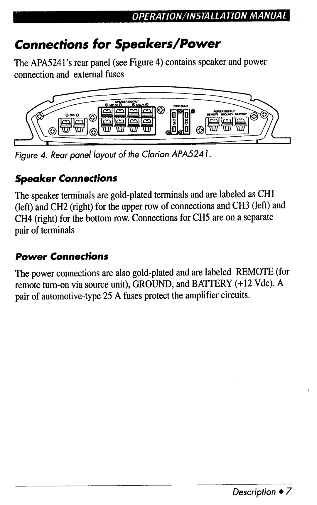 Clarion APA5241 manual 