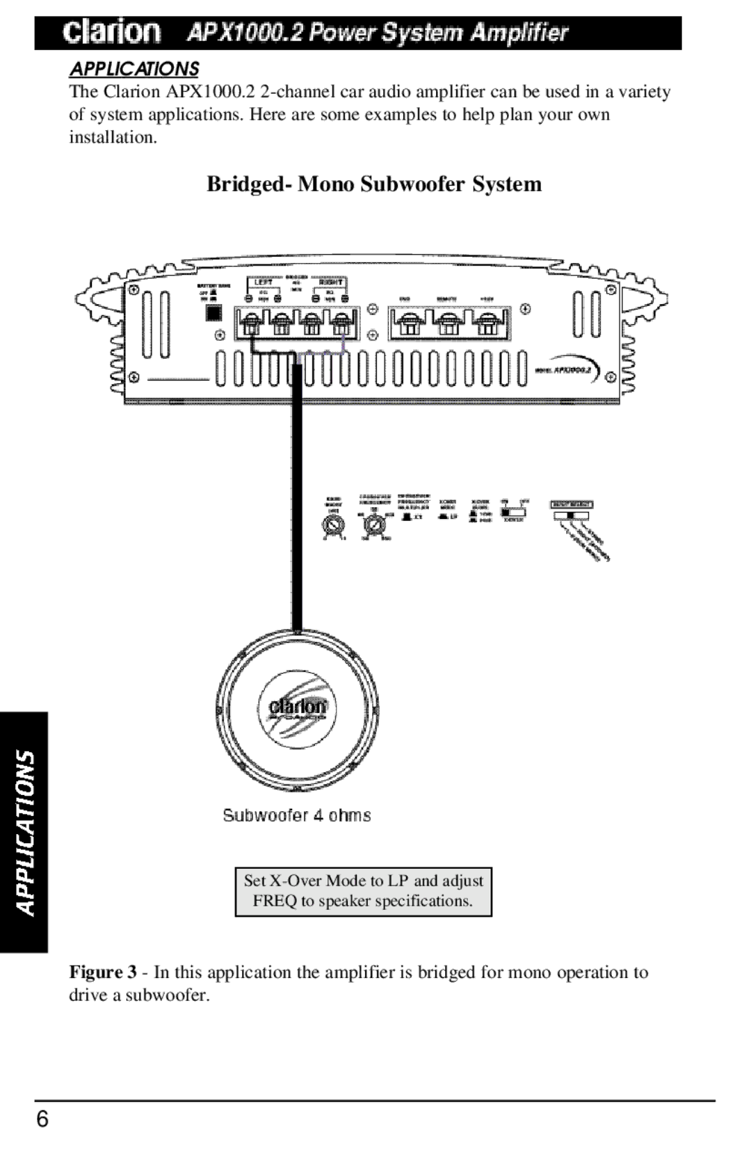 Clarion APX1000.2 manual Applications 