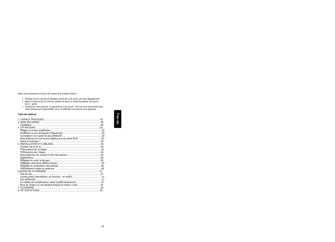 Clarion APX1301E, APX4241E, APX2121E manual Français 