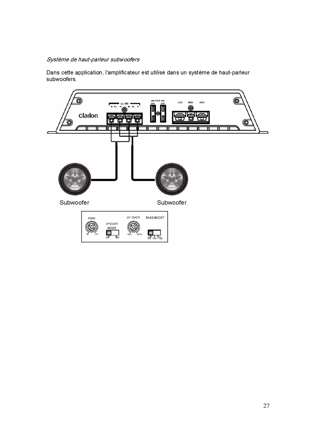 Clarion APX1301E, APX4241E, APX2121E manual Système de haut-parleur subwoofers 