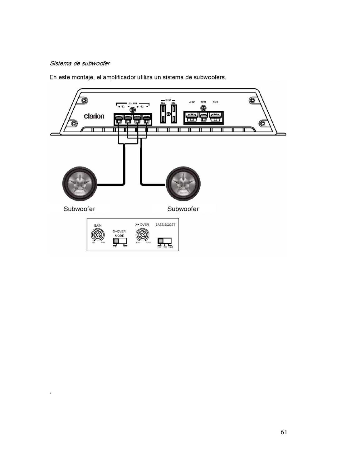 Clarion APX4241E, APX1301E, APX2121E manual Sistema de subwoofer 