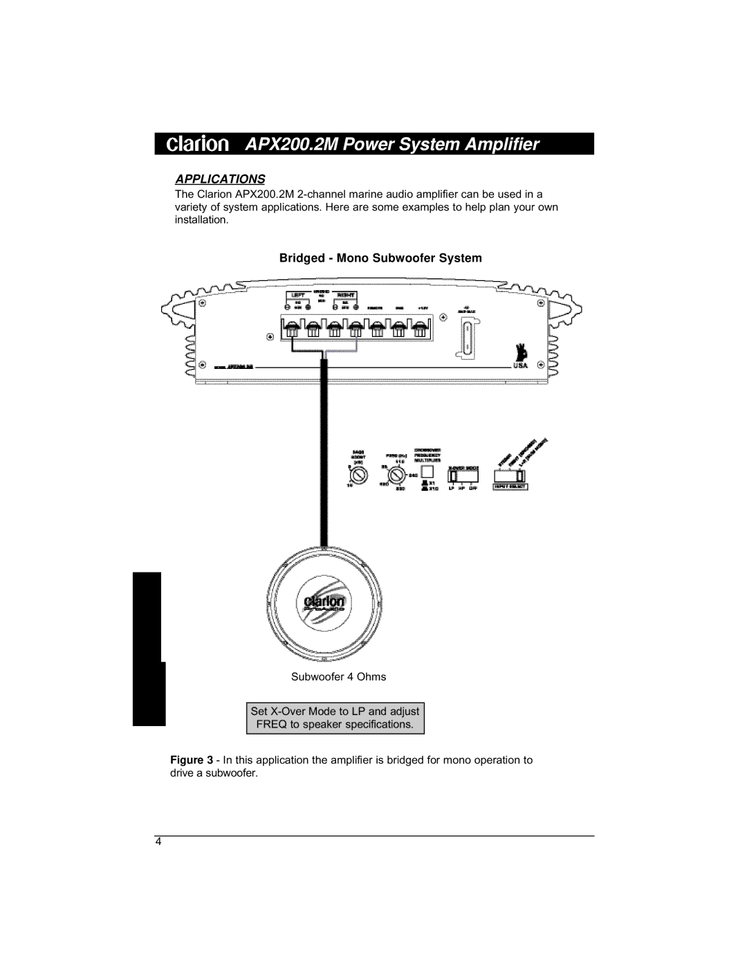 Clarion APX200 installation manual Applications 