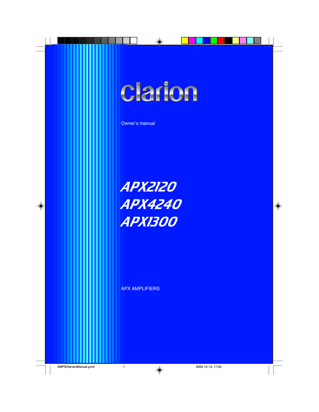 Clarion owner manual APX2120 APX4240 APX1300 