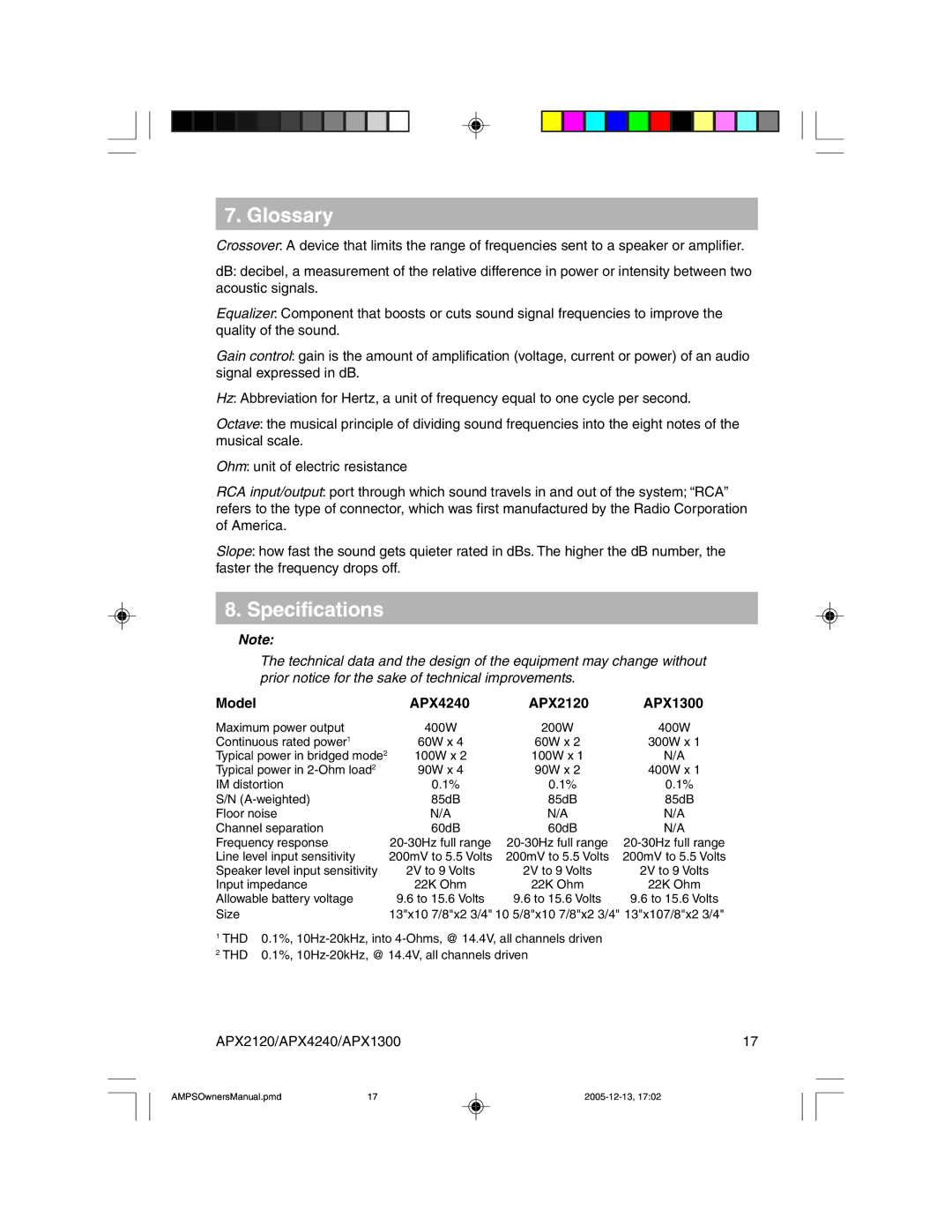 Clarion APX2120 owner manual Glossary 