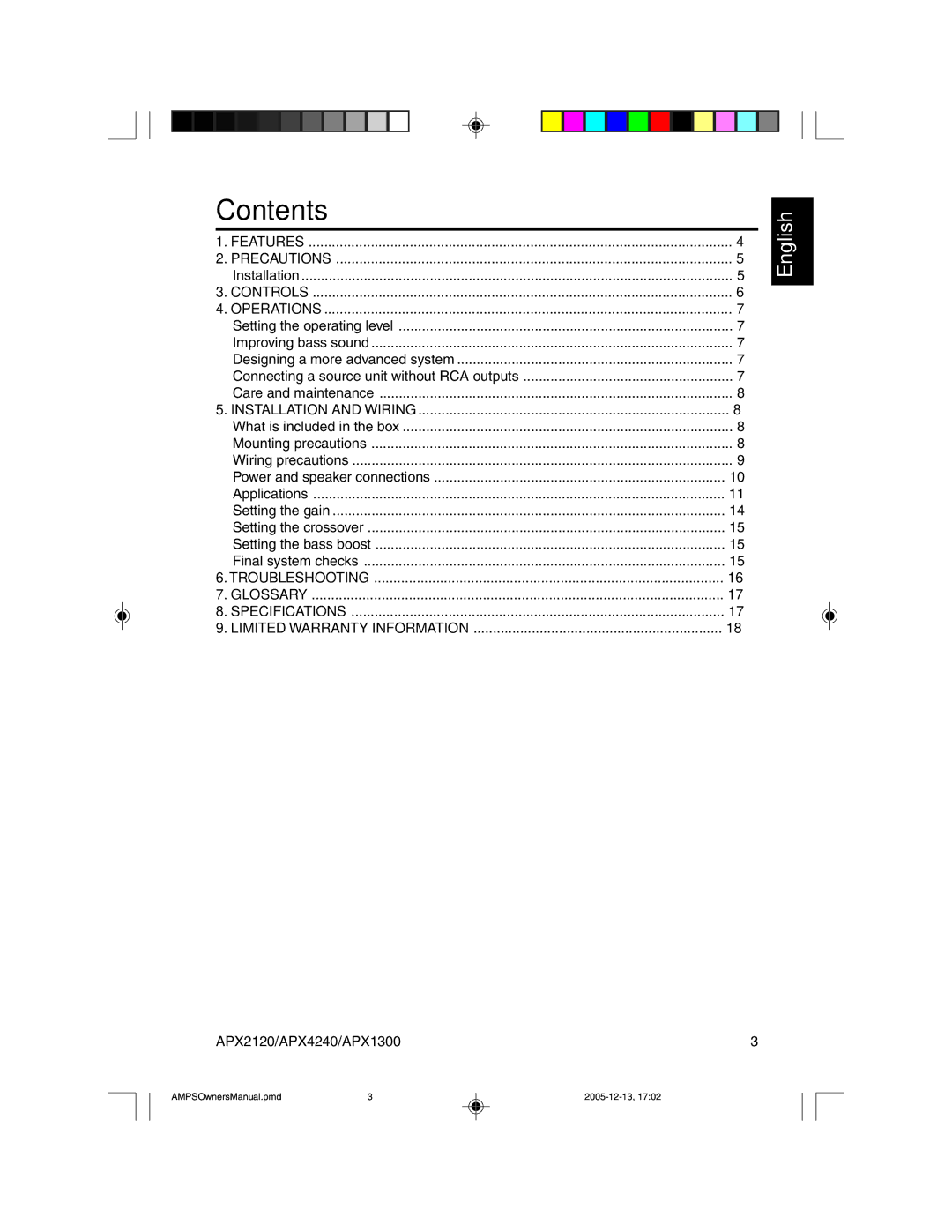 Clarion APX2120 owner manual Contents 