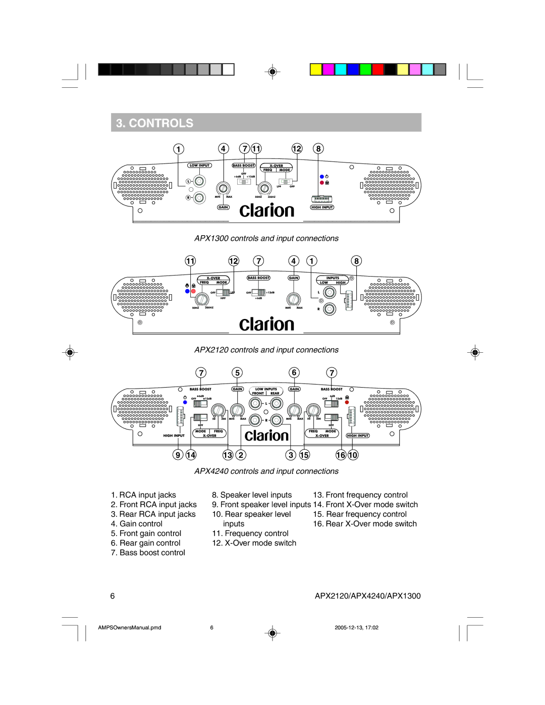 Clarion APX2120 owner manual Controls 