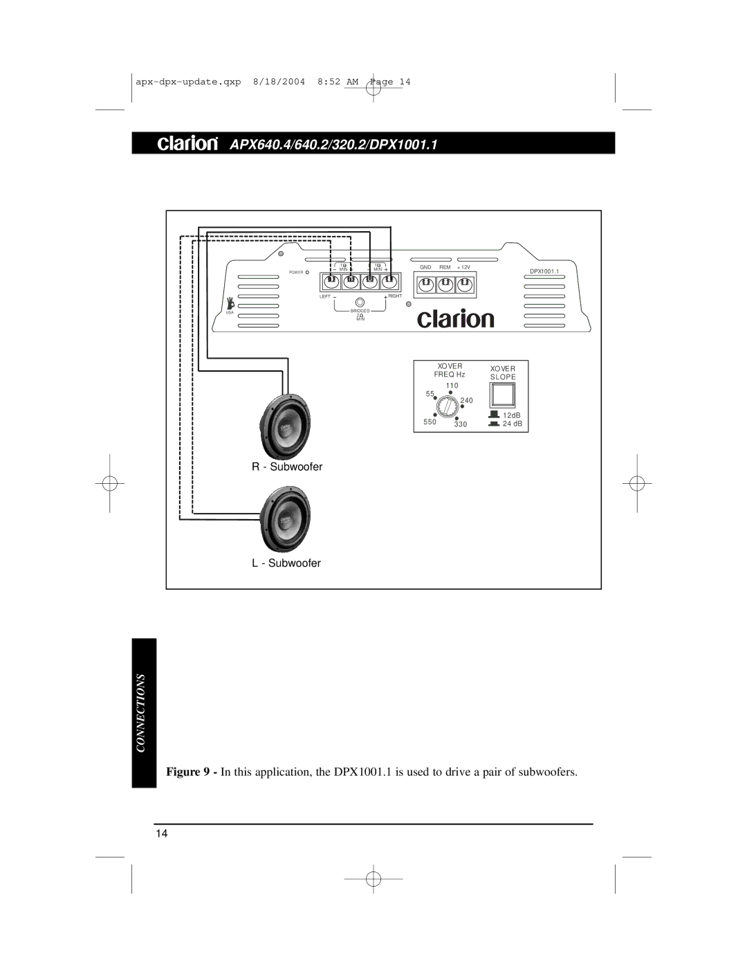 Clarion APX640.4, APX320.2, DPX1001.1, APX640.2 installation manual Subwoofer 