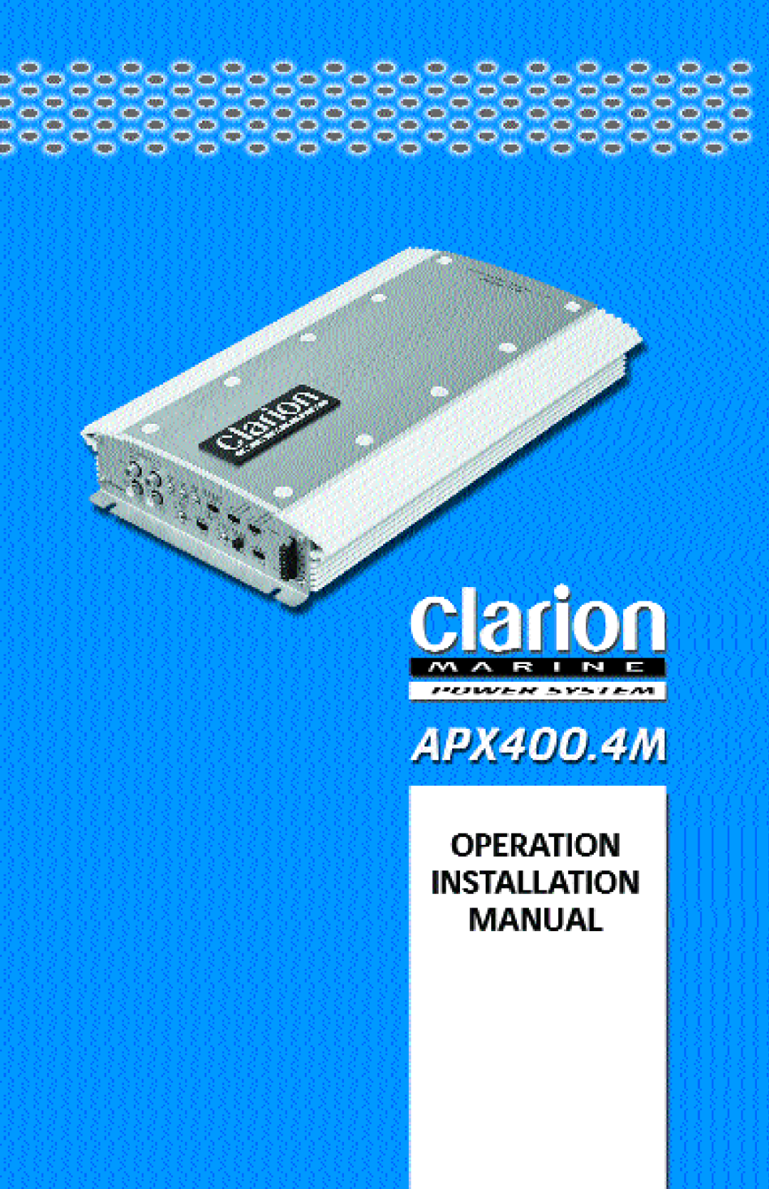 Clarion APX400 manual 