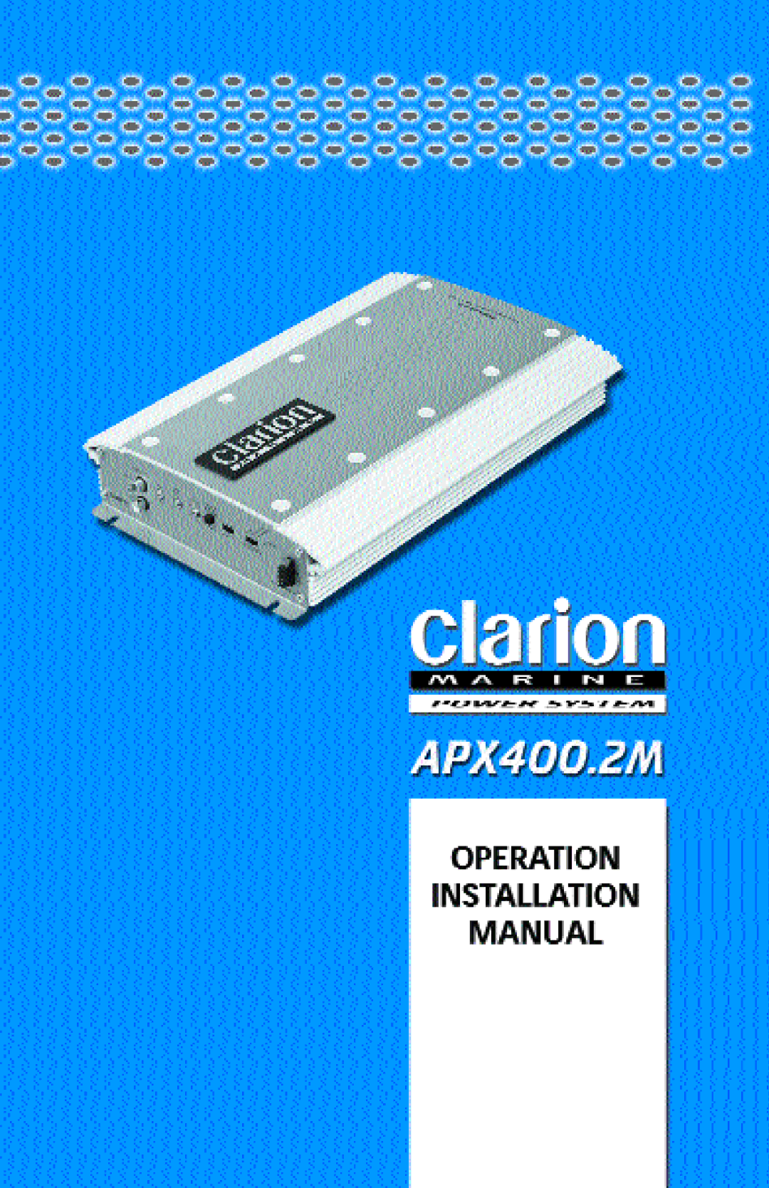 Clarion APX400.2M manual 