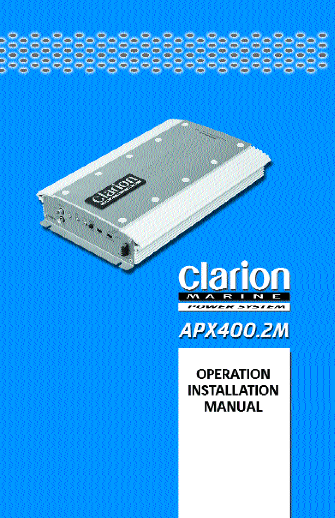 Clarion APX400.2M manual 