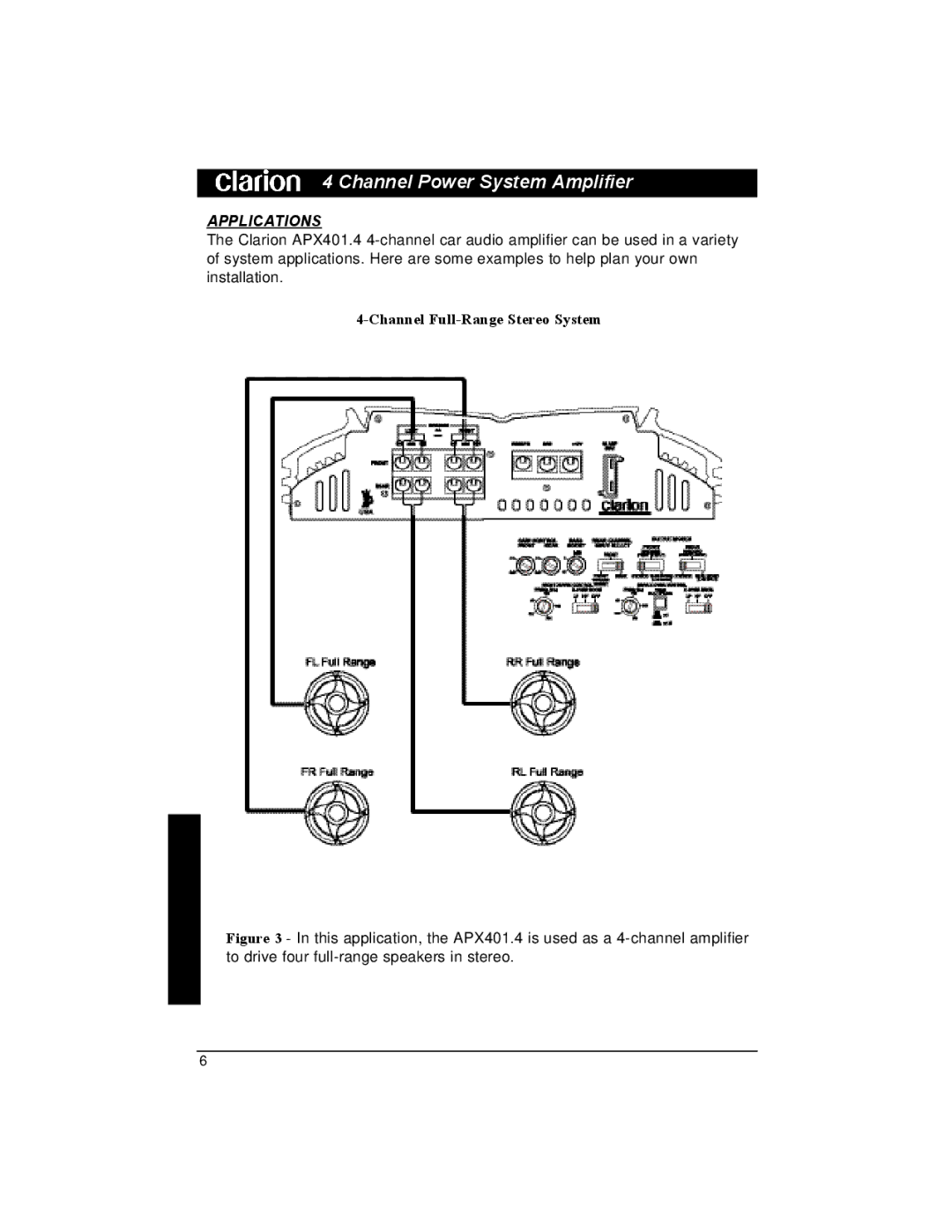 Clarion APX401.4 installation manual Applications 