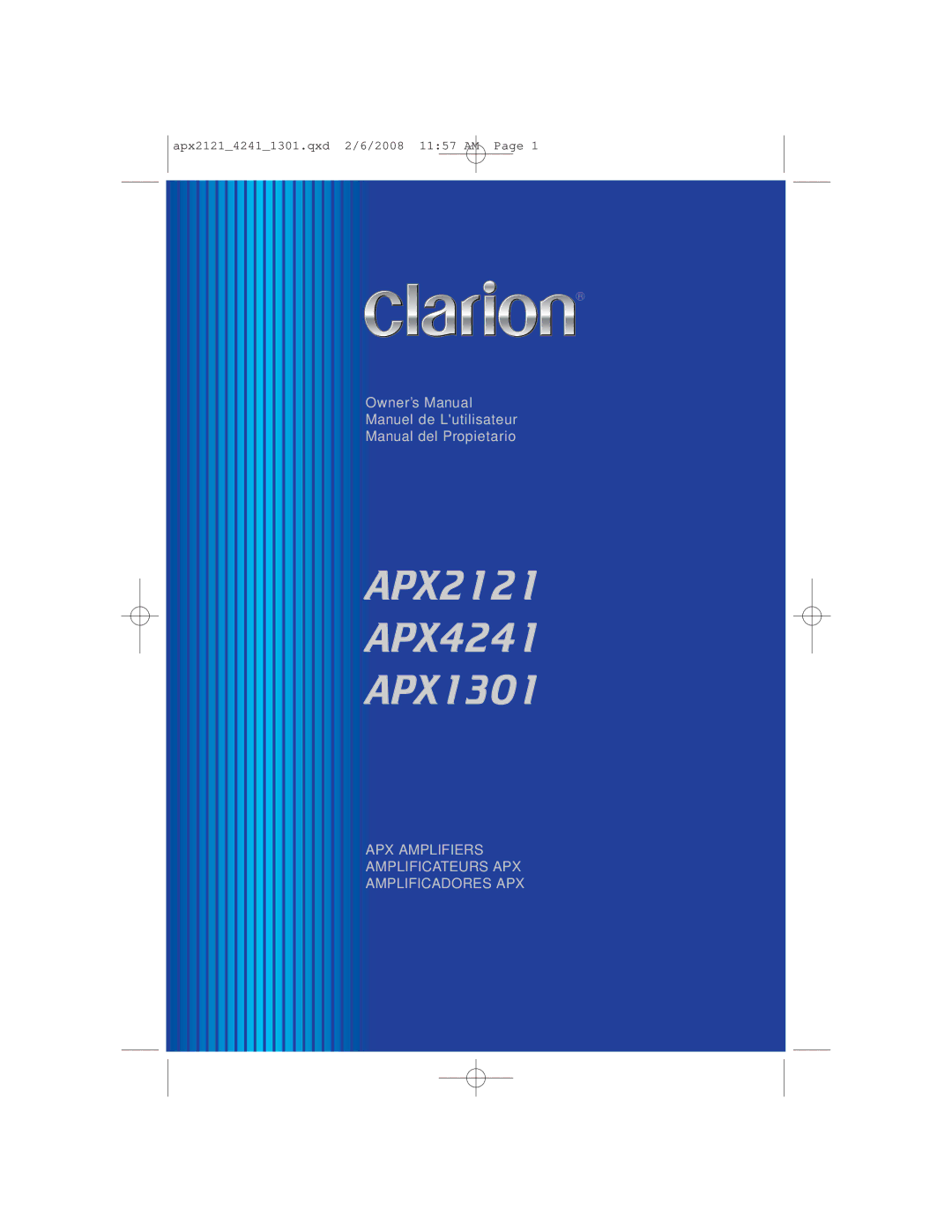 Clarion owner manual APX2121 APX4241 APX1301 