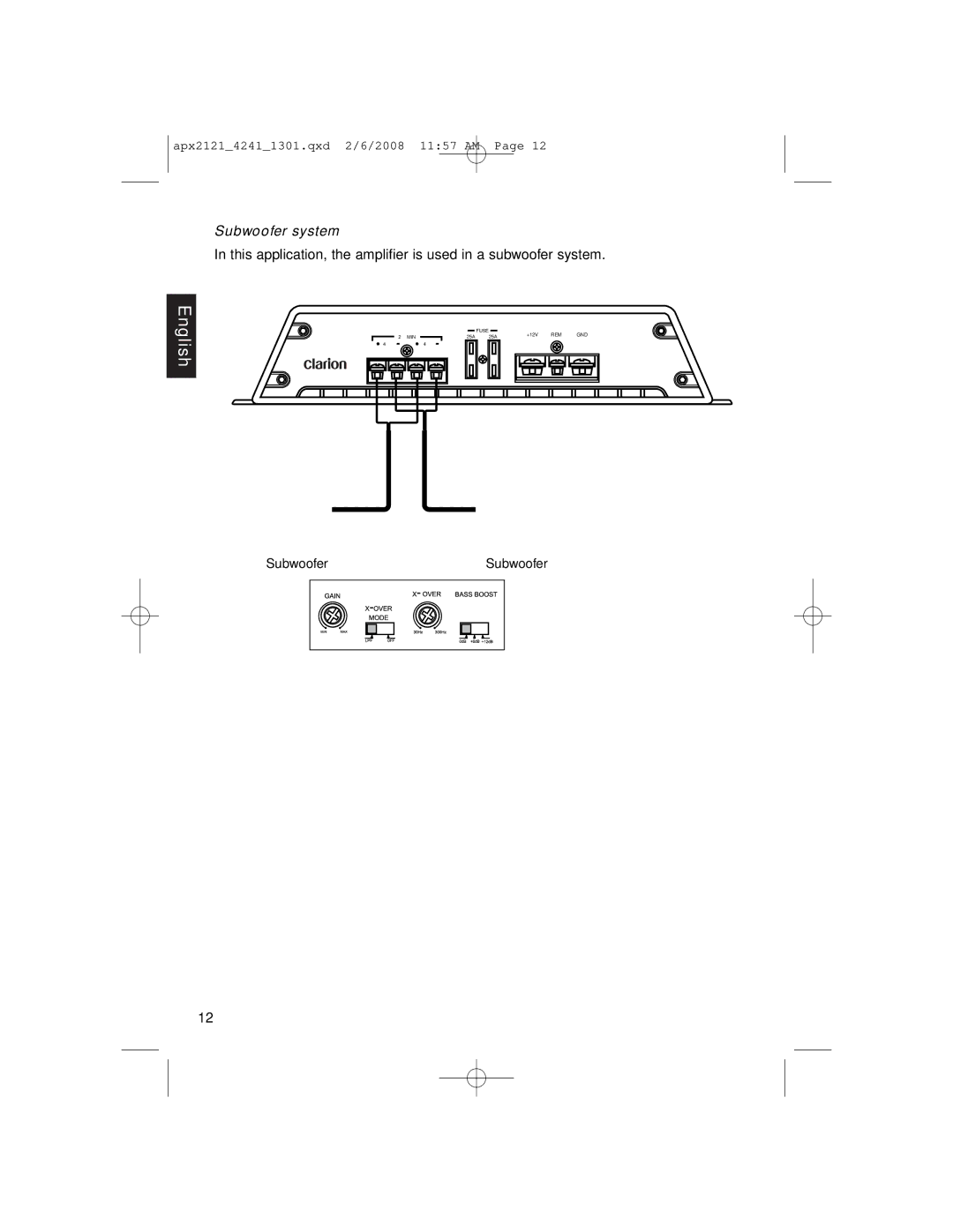 Clarion APX4241 owner manual Subwoofer system 