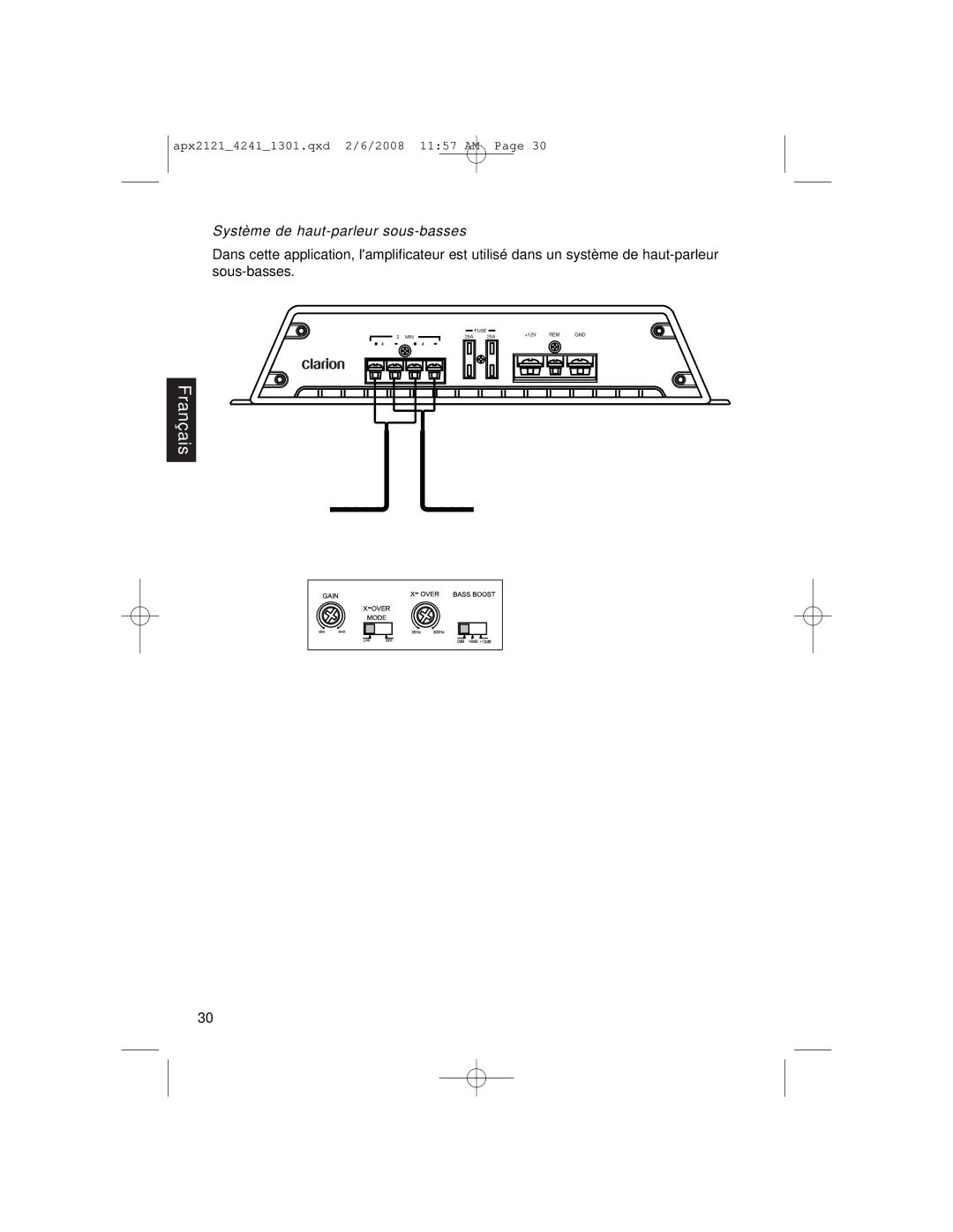 Clarion APX4241 owner manual Système de haut-parleur sous-basses 