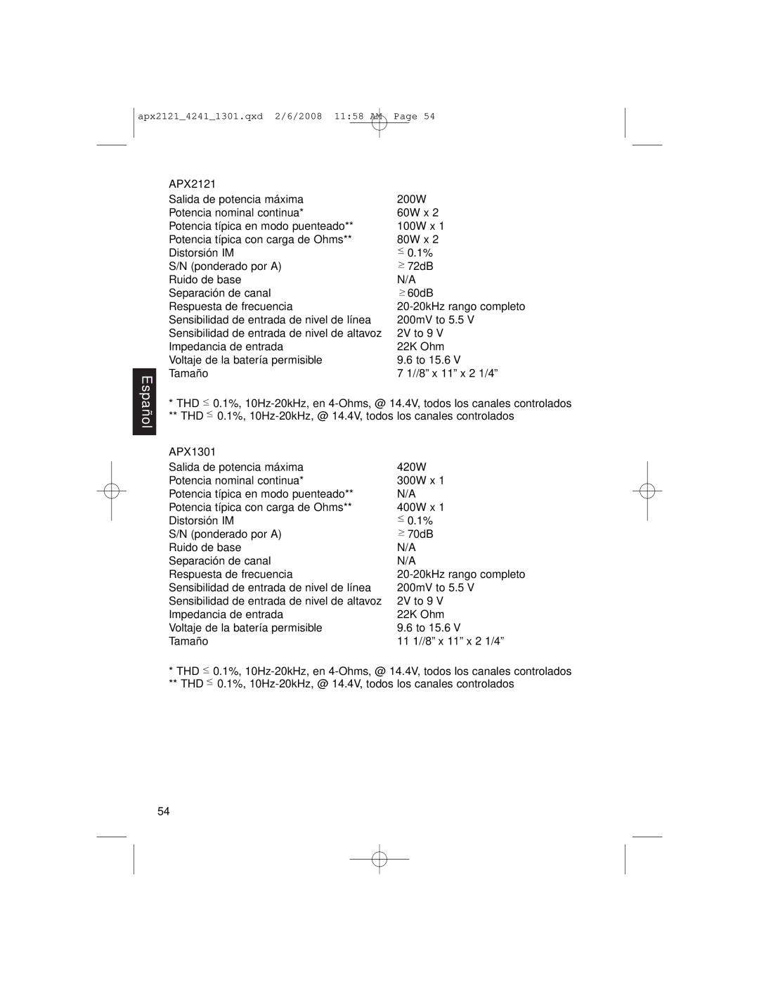 Clarion APX4241 owner manual Apx212142411301.qxd 2/6/2008 1158 AM 