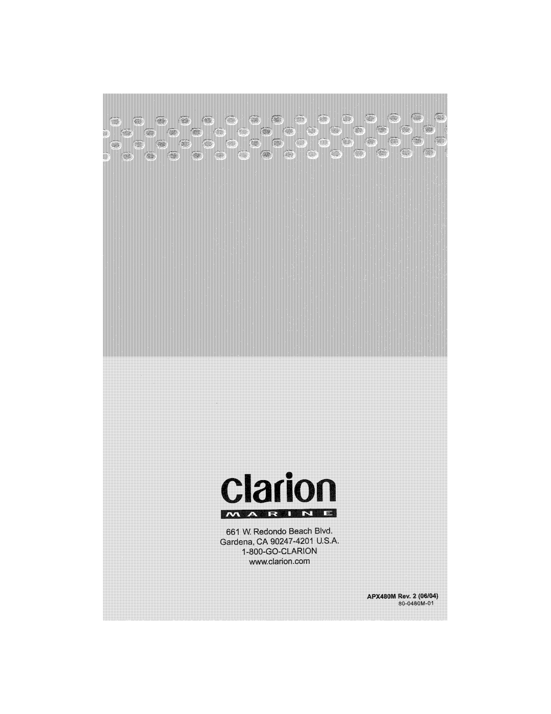 Clarion APX480M manual 80-0480M-01 