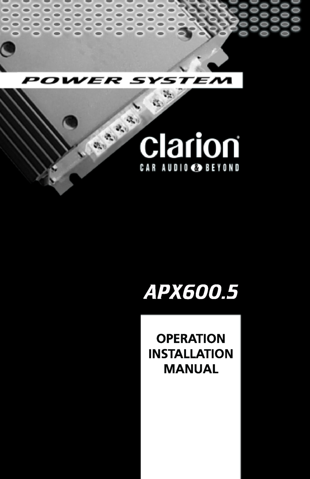 Clarion APX600.5 manual 