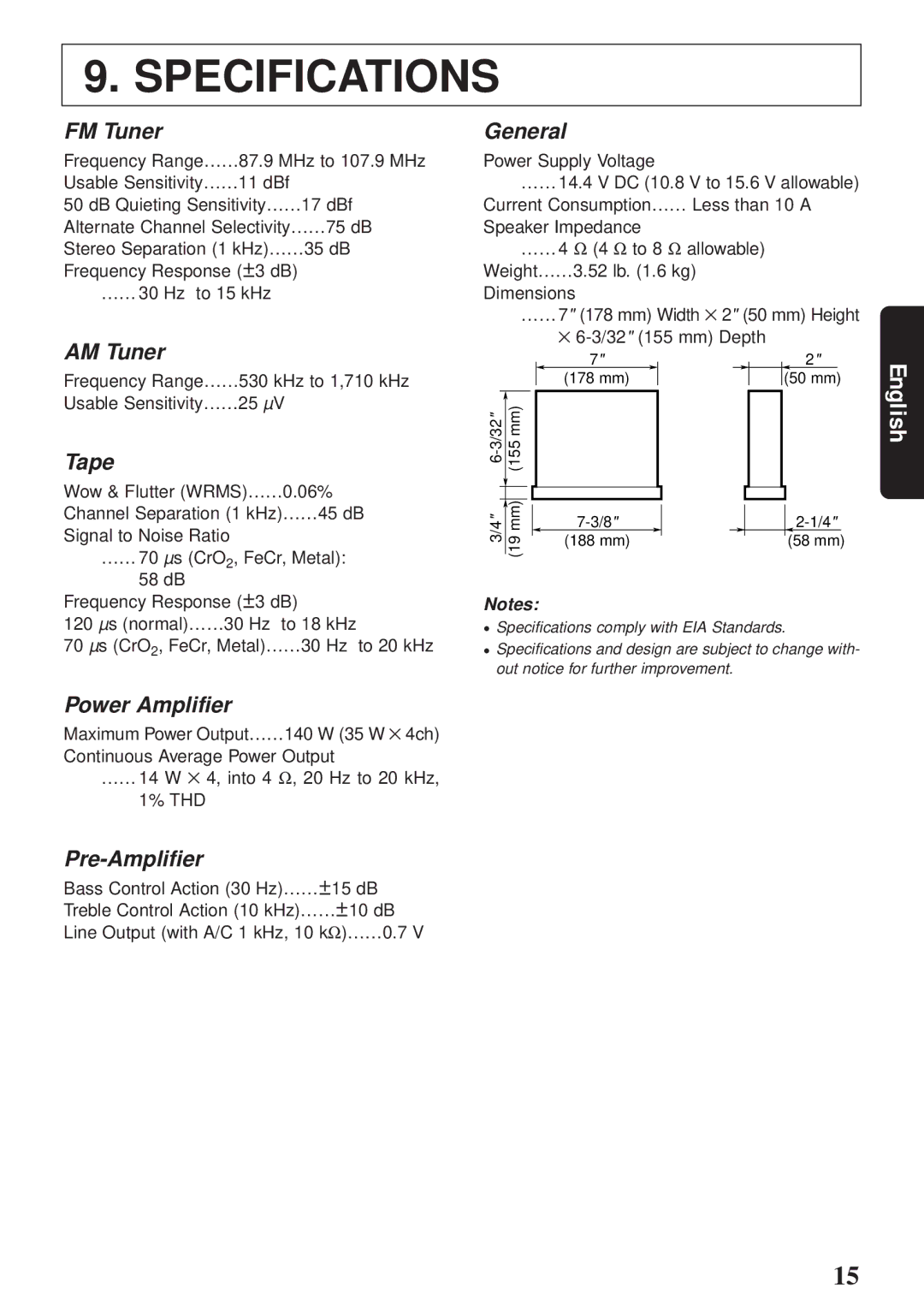 Clarion ARX4570 owner manual Specifications 