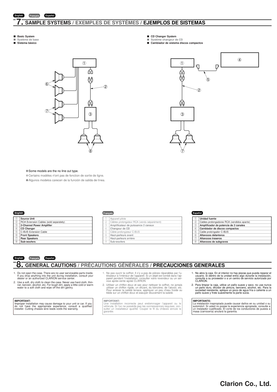 Clarion ARX4570 dimensions Sample Systems / Exemples DE Systémes / Ejemplos DE Sistemas 