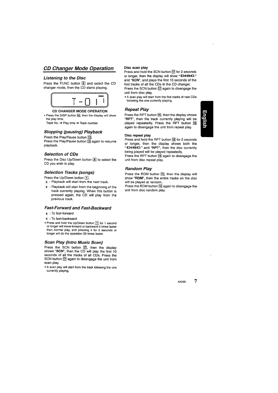 Clarion AX330 manual 