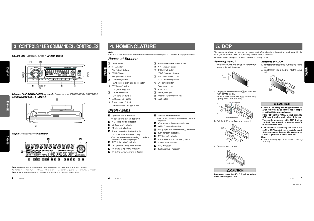 Clarion AXZ610 owner manual Dcp 