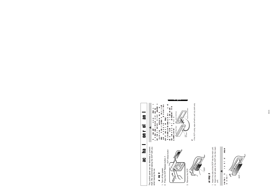 Clarion BD216 owner manual Removing the DCP, Attaching the DCP 