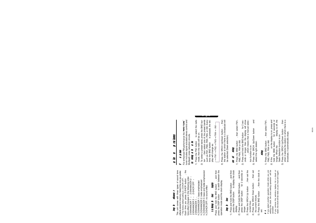 Clarion BD216 owner manual Radio Mode Operations 