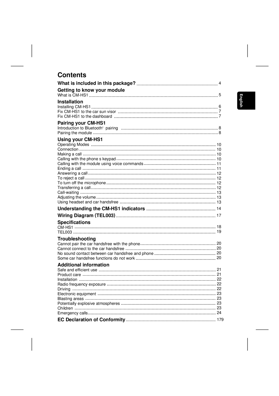 Clarion BLT433 owner manual Contents 