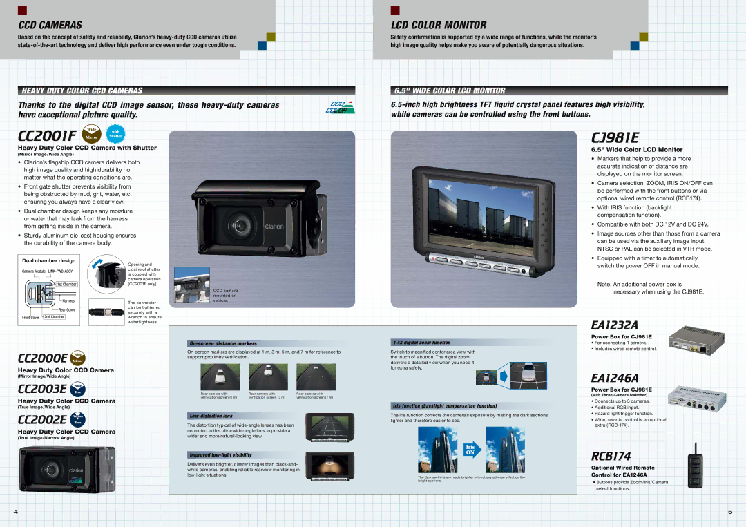 Clarion CJ7100E specifications CC2001F, CJ981E 