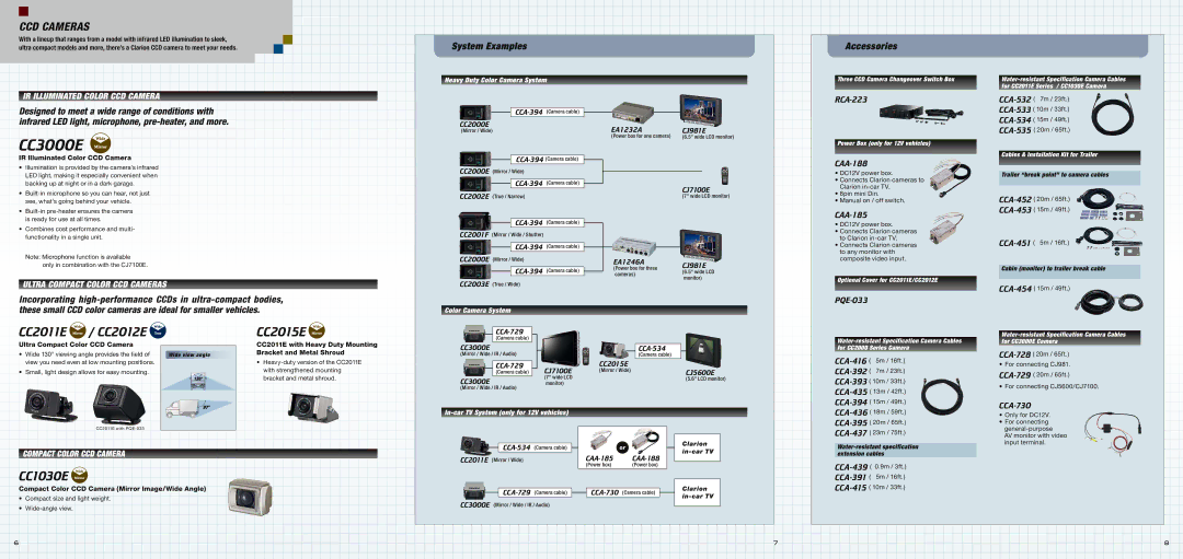 Clarion CJ7100E specifications CC3000E, CC2011E / CC2012E CC2015E, CC1030E 