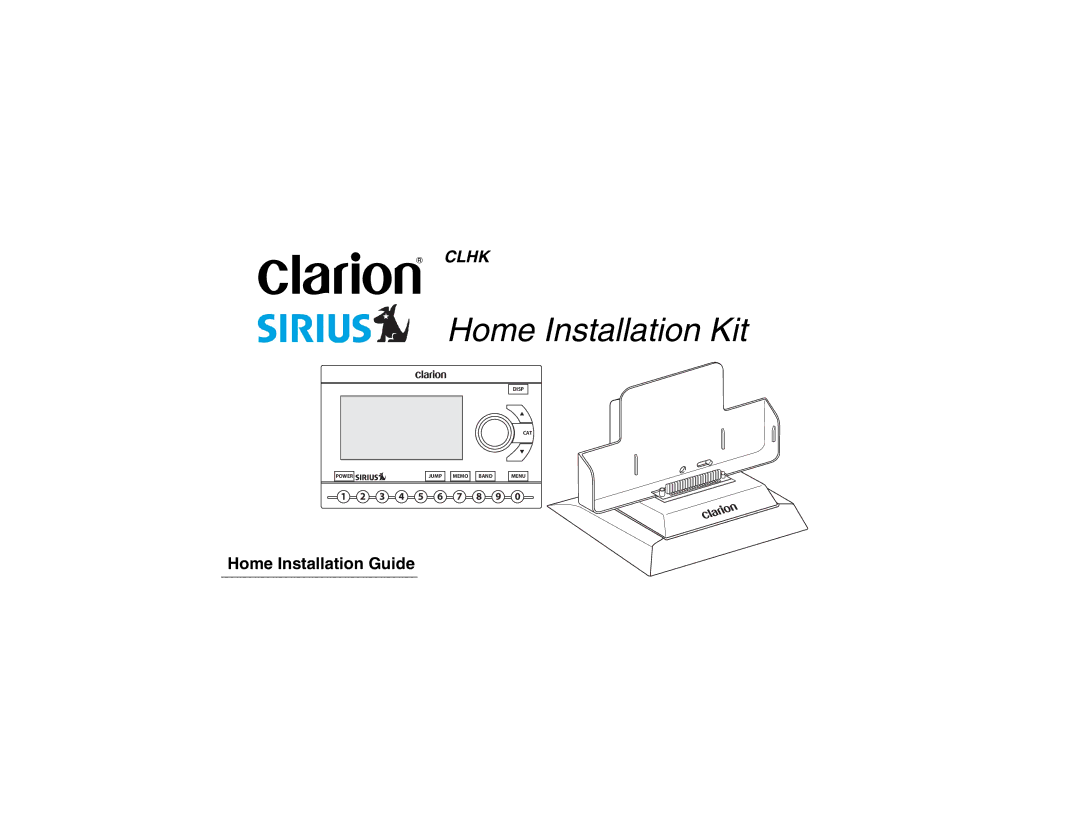 Clarion CLHK manual Home Installation Kit, Home Installation Guide 