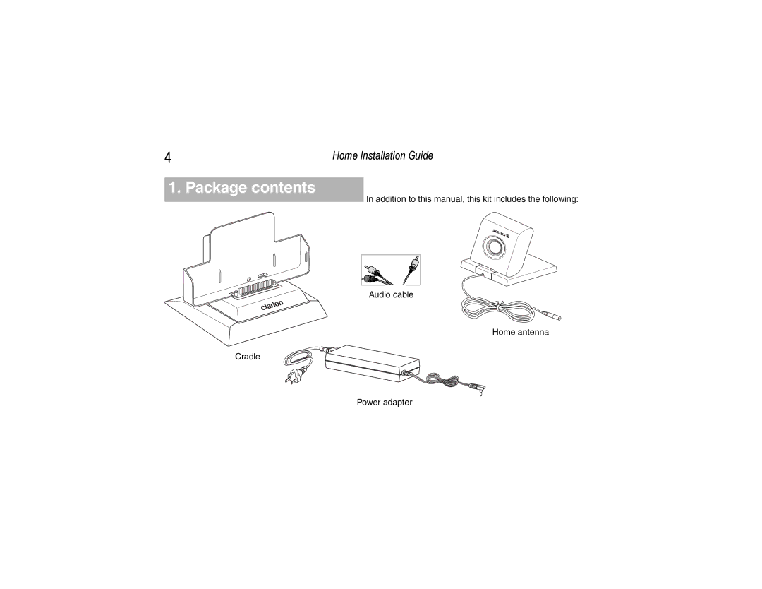 Clarion CLHK manual Package contents 