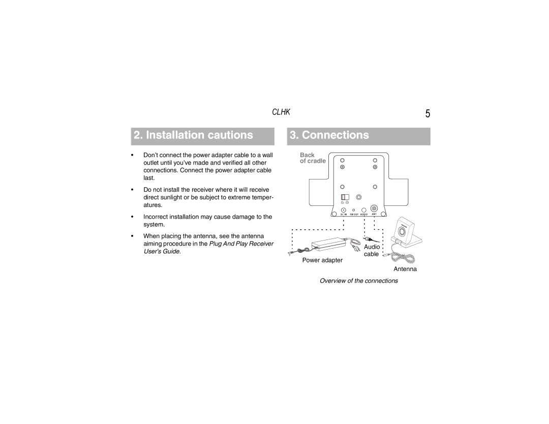 Clarion CLHK manual Installation cautions Connections 