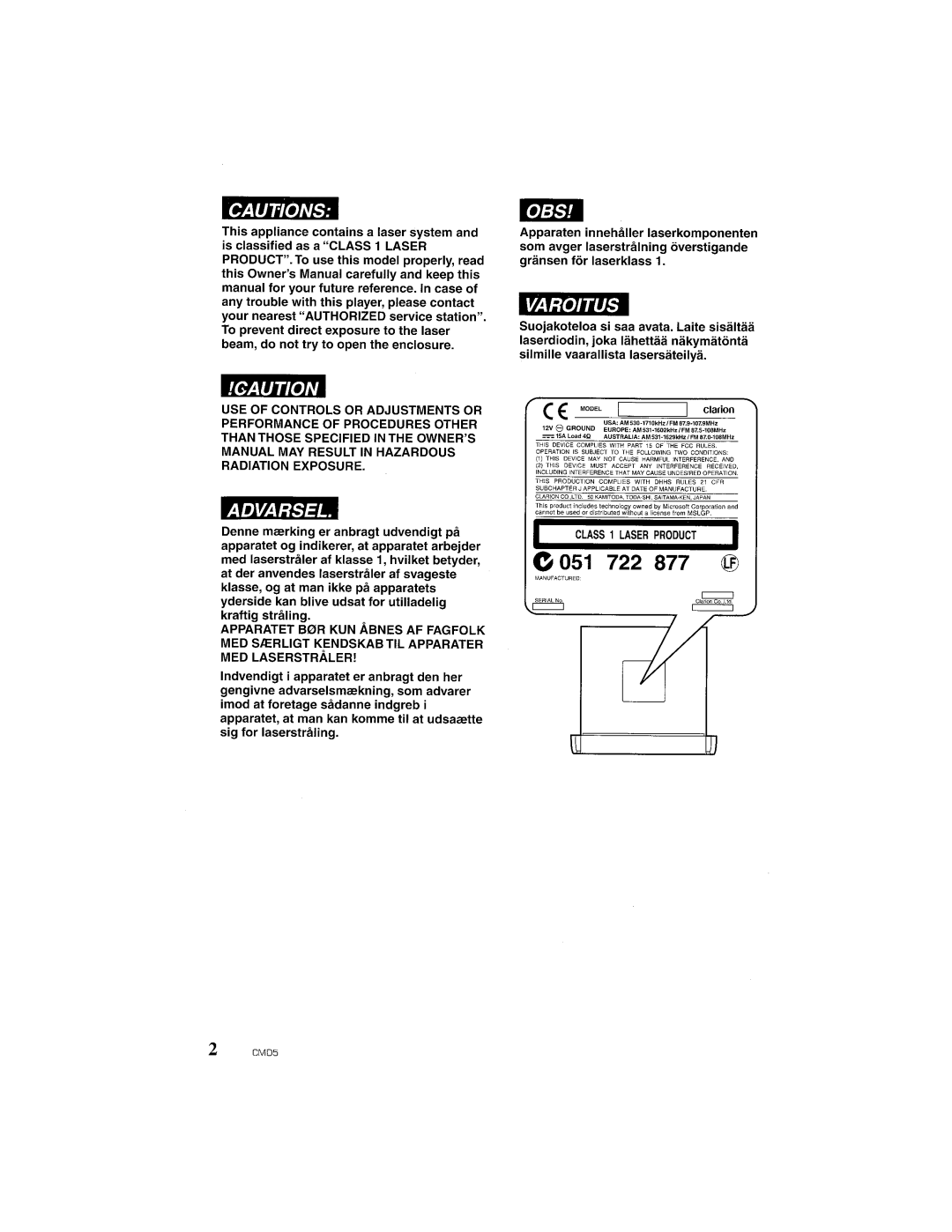 Clarion CMD5 manual LmmI 