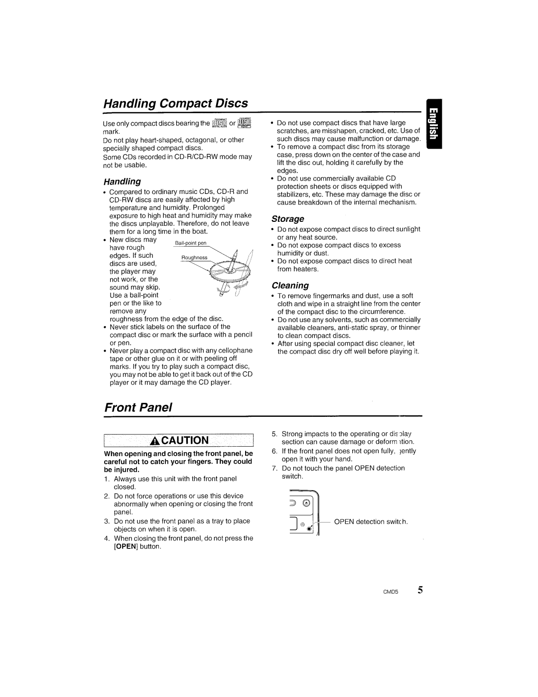 Clarion CMD5 manual Handling, Storage, Cleaning 