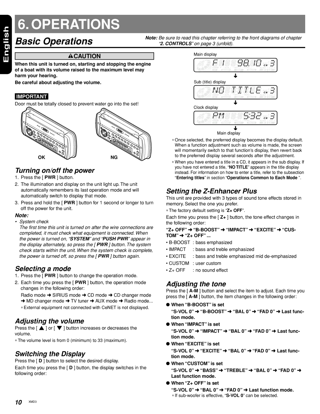 Clarion Compact Discs manual Basic Operations 